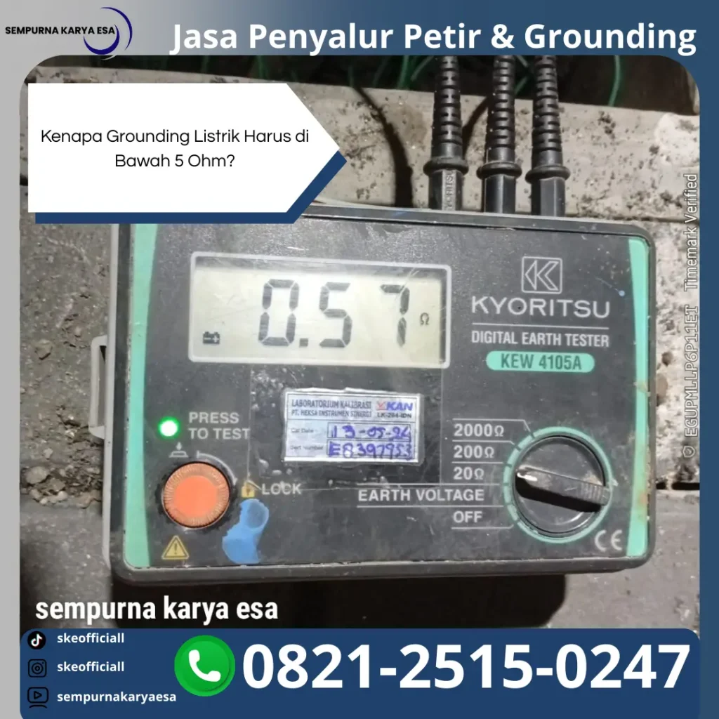 grounding listrik harus dibawah 5 ohm